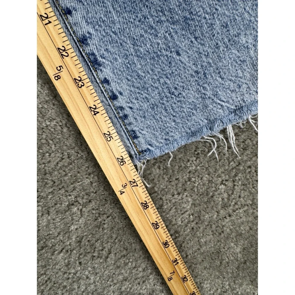 PacSun High Rise Straight Leg Jeans Light Wash Raw Hem Size 28 - Picture 7 of 7